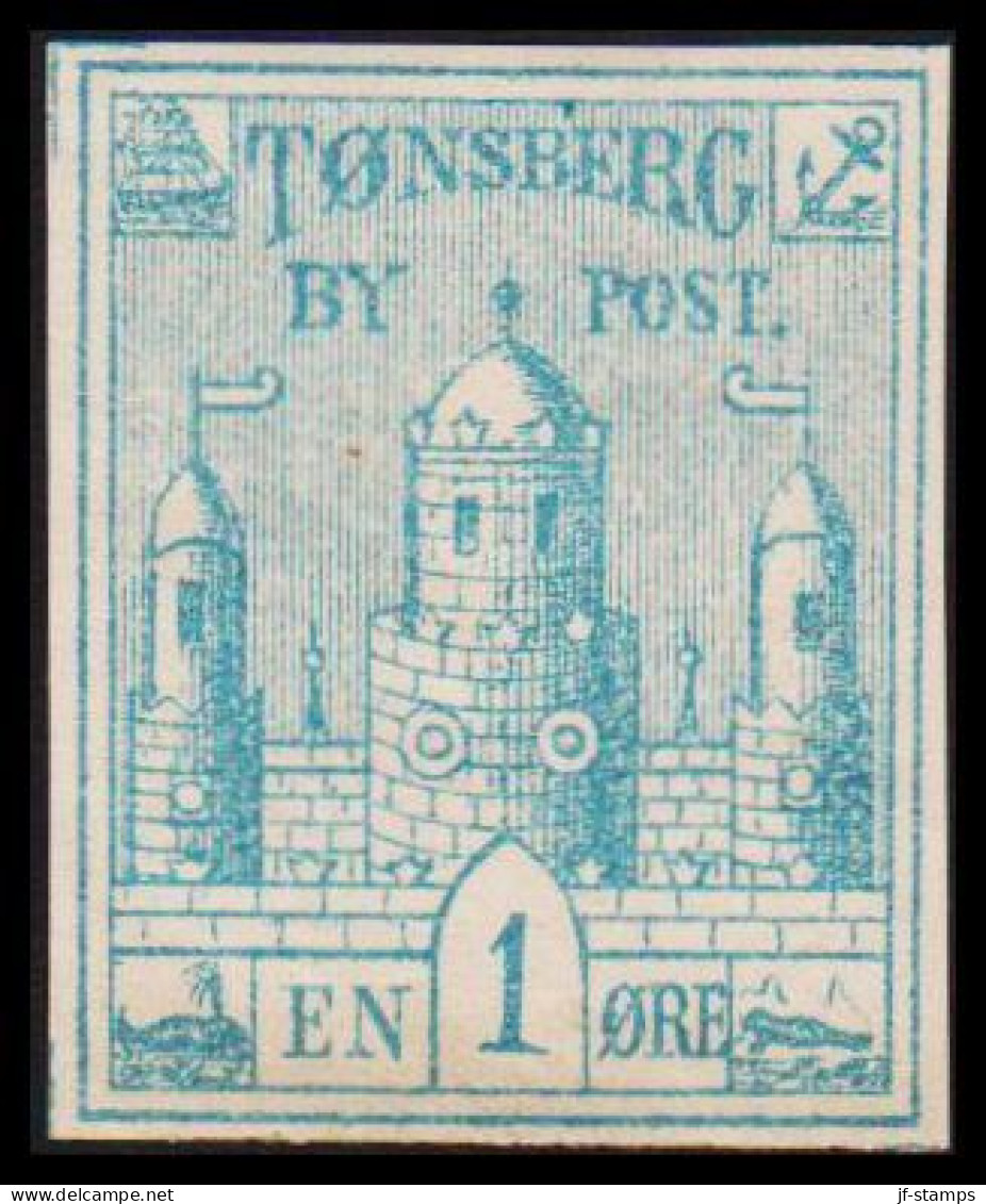 1884. NORGE. TØNSBERG BY POST EN 1 ØRE. Hinged. - JF531633 - Local Post Stamps