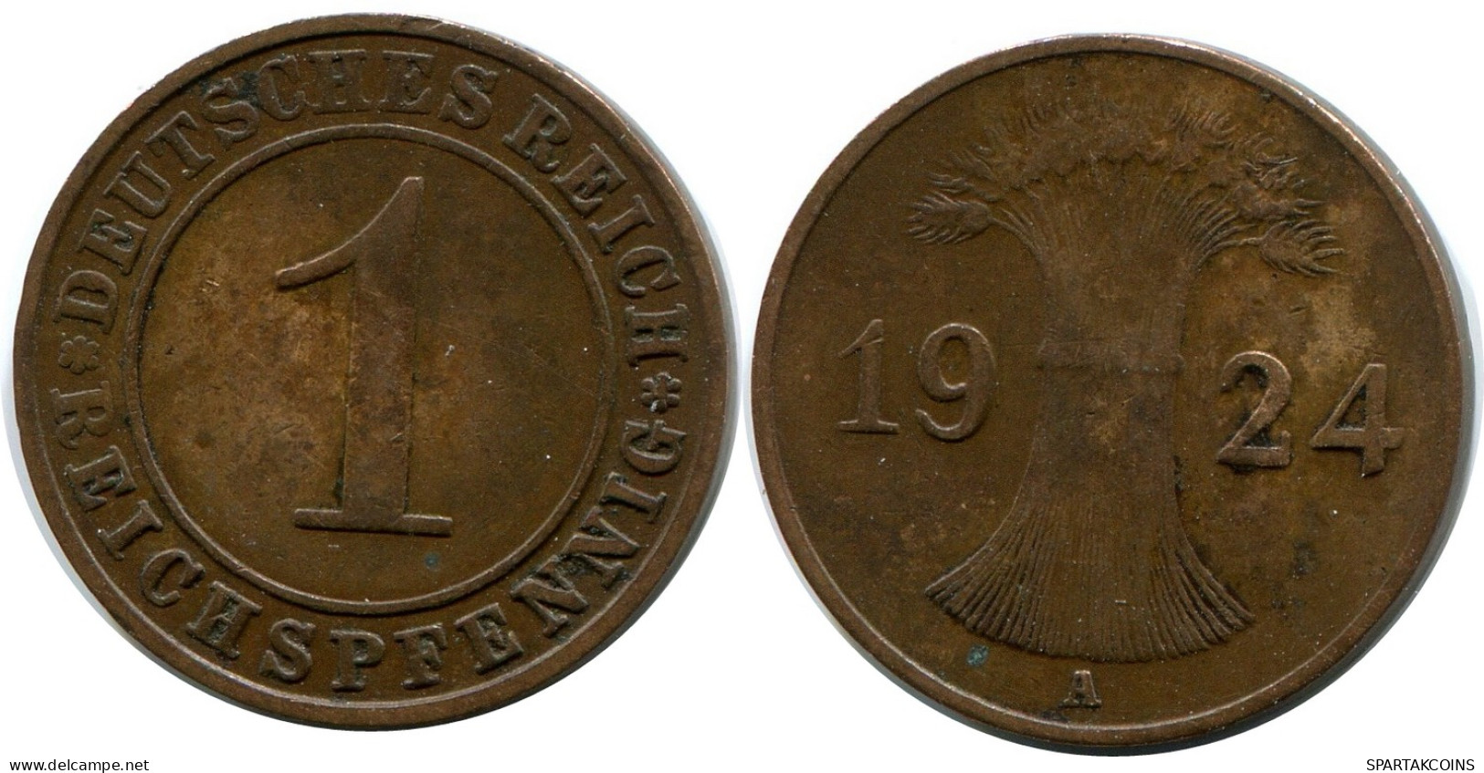 1 REICHSPFENNIG 1924 A ALEMANIA Moneda GERMANY #DB771.E - 1 Renten- & 1 Reichspfennig