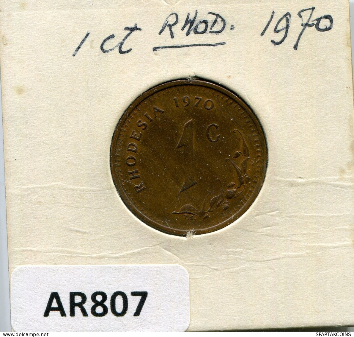 1 CENT 1970 RODESIA RHODESIA Moneda #AR807.E - Rhodesië