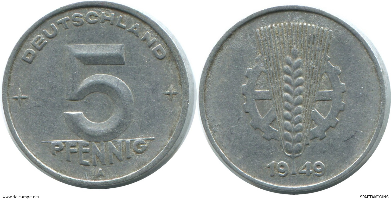 5 PFENNIG 1949 A DDR EAST GERMANY Coin #AE019.U - 5 Pfennig