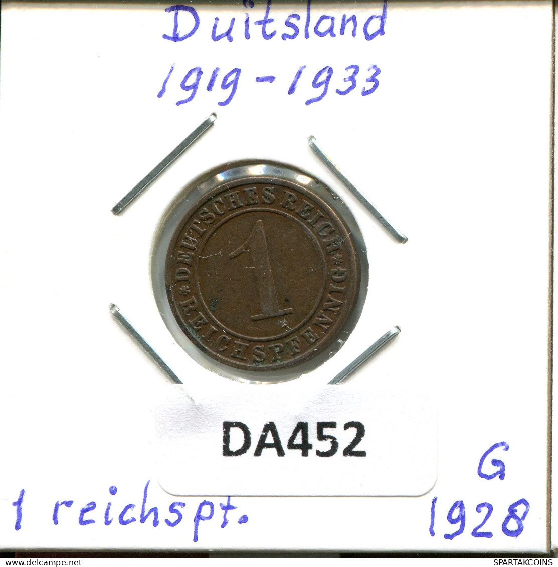 1 RENTENPFENNIG 1928 G GERMANY Coin #DA452.2.U - 1 Renten- & 1 Reichspfennig