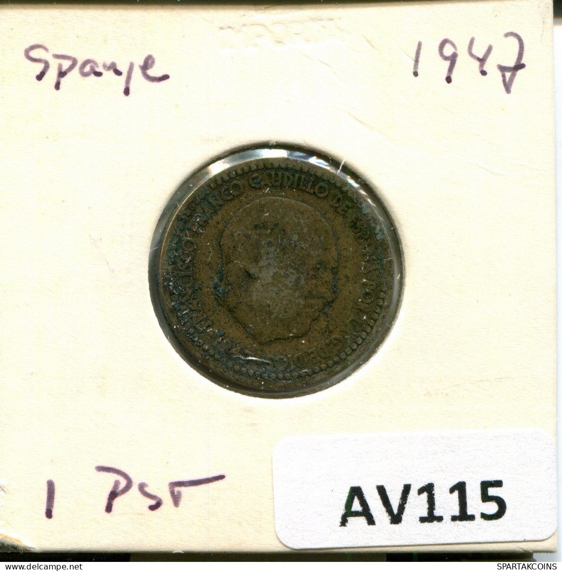 1 PESETA 1947 SPANIEN SPAIN Münze #AV115.D - 1 Peseta