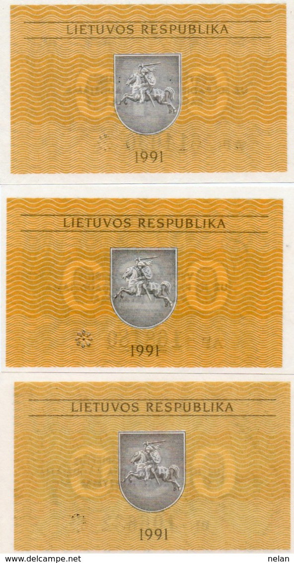 LITHUANIA  0,10-0,20-0,50 TALONAS 1991 P-29,30,31 UNC - Lithuania