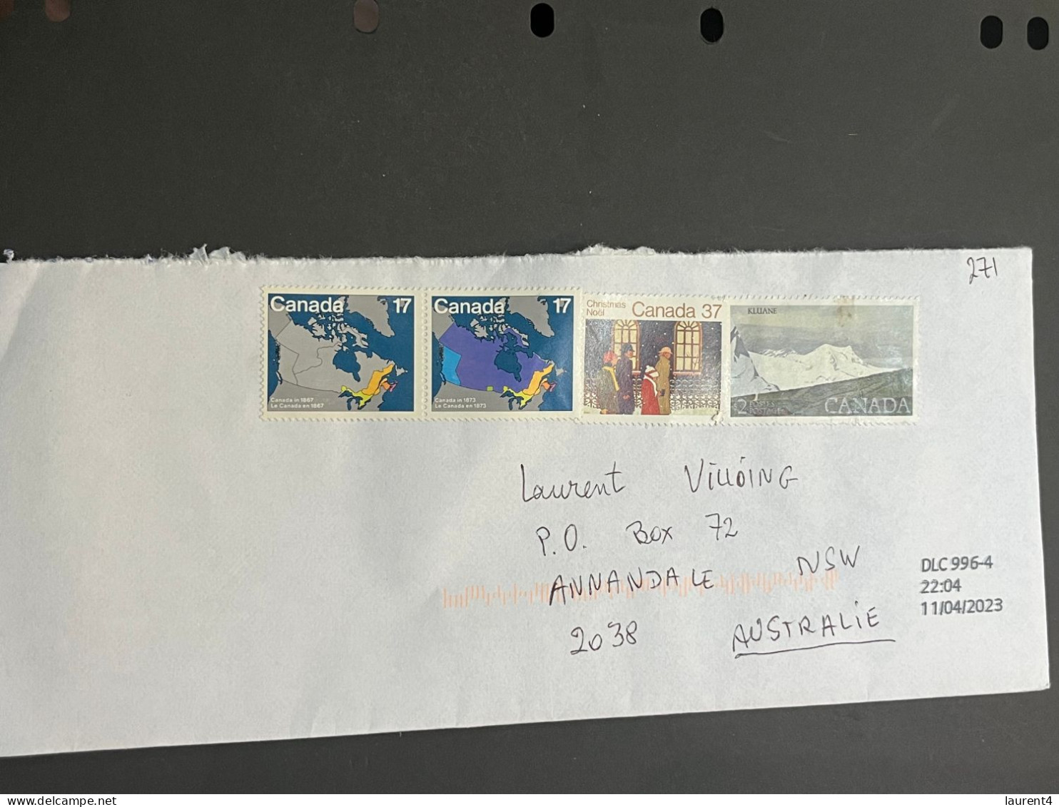 (1 Q 39) Letter Posted From Canada To Australia - 1 Cover (posted During COVID-19) 4 Stamps (no Postmark) - Covers & Documents