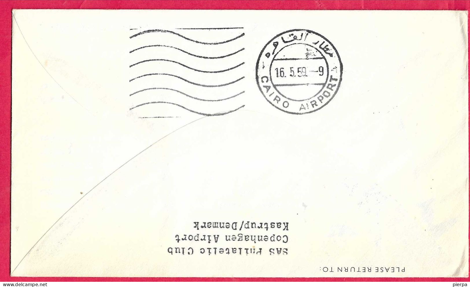 DANMARK - FIRST CARAVELLE FLIGHT - SAS - FROM KOBENHAVN TO  CAIRO *15.5.59* ON OFFICIAL COVER - Poste Aérienne