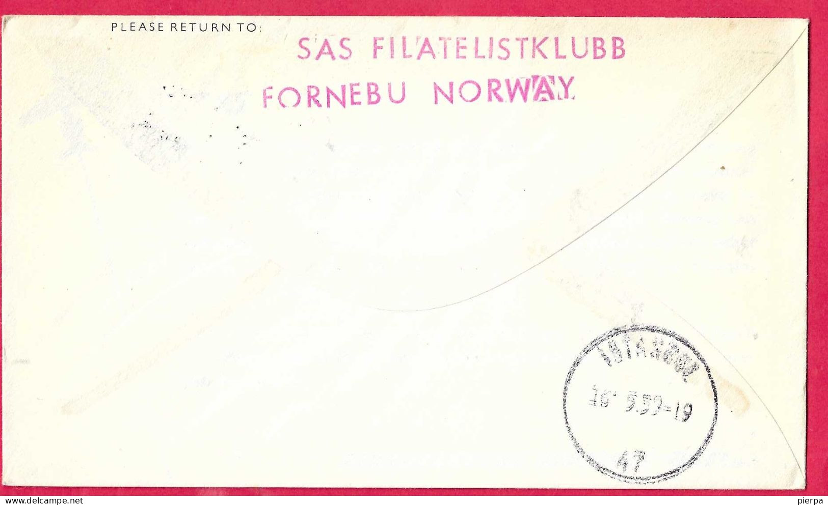 NORGE - FIRST SAS CARAVELLE FLIGHT - FROM OSLO TO ISTANBUL *15.5.59* ON OFFICIAL COVER - Lettres & Documents