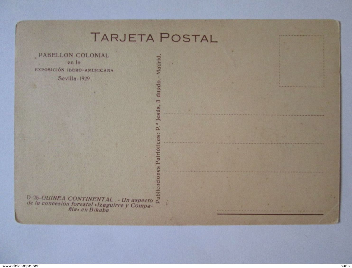 Guinee Equatoriale/Equatorial Guinea-Bikaba:Concession Forestiere Carte Maximum 1929/Forest Concession Maxicard 1929 - Equatoriaal Guinea