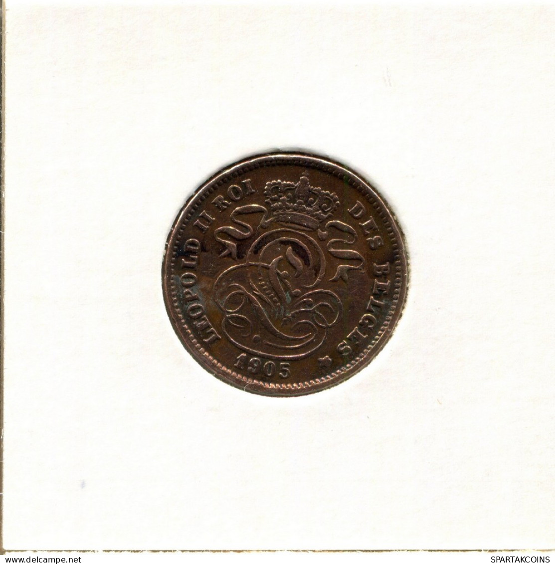 2 CENTIMES 1905 FRENCH Text BELGIQUE BELGIUM Pièce #BA231.F - 2 Cent