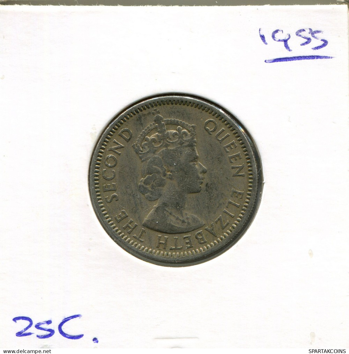 25 CENTS 1955 CARIBE ORIENTAL EAST CARIBBEAN Moneda #AR752.E - Caraïbes Orientales (Etats Des)