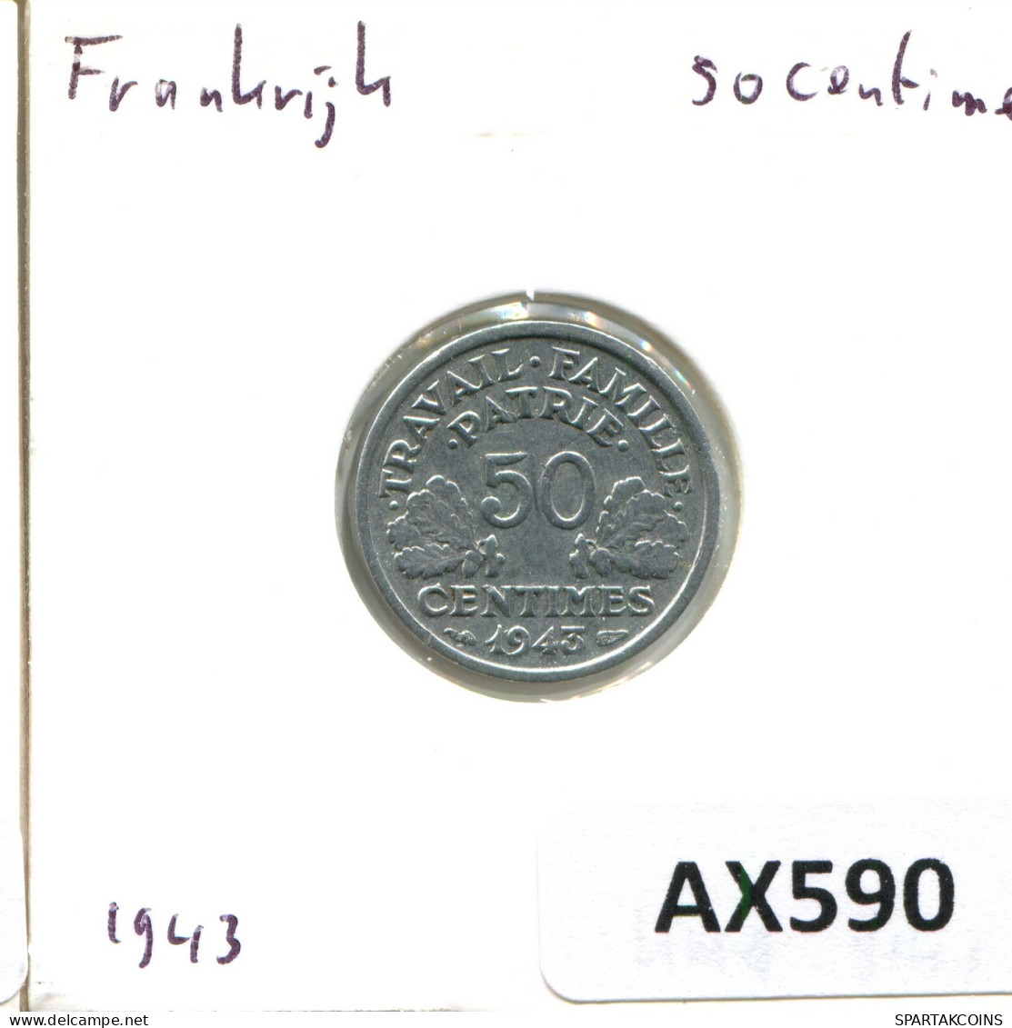 50 CENTIMES 1943 FRANCE Pièce #AX590.F - 50 Centimes