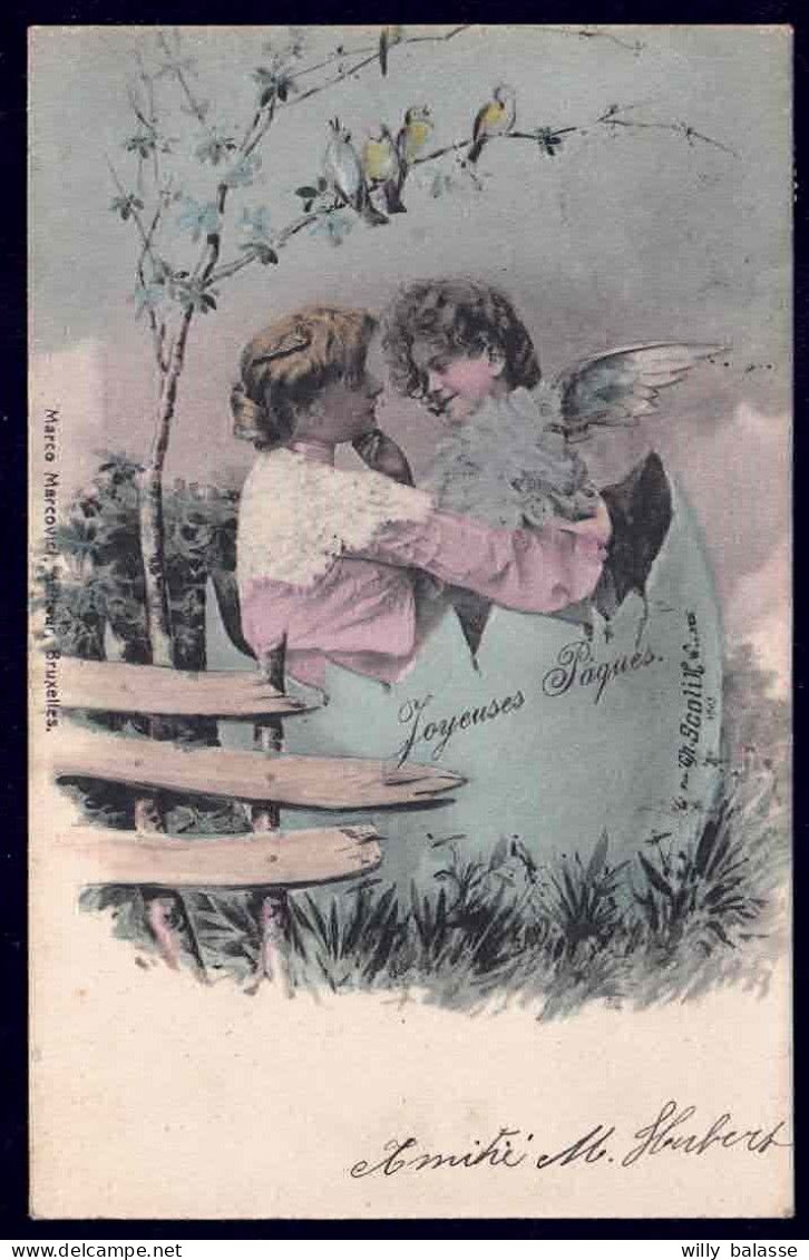 +++ CPA Fantaisie - Photographe CH. SCOLIK Illustrateur - Pâques - Enfant - Femme Et Fille Dans Un Oeuf - Ange - 1904 // - Scolik, Charles