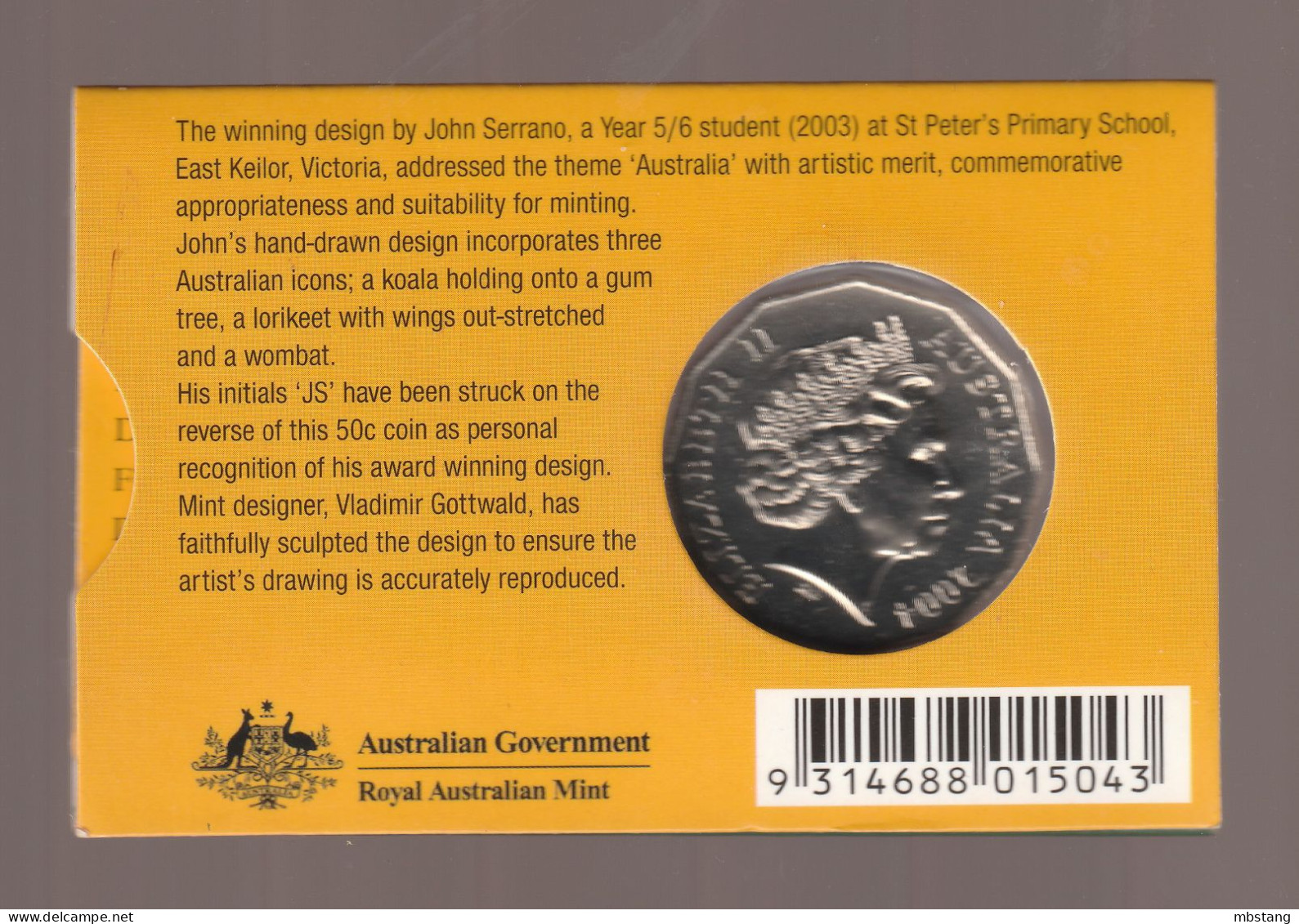 AUSTRALIA  50 Cents - (Student Design) 2004 15.55 G •  31.51 Mm KM# 694 - Mint Sets & Proof Sets