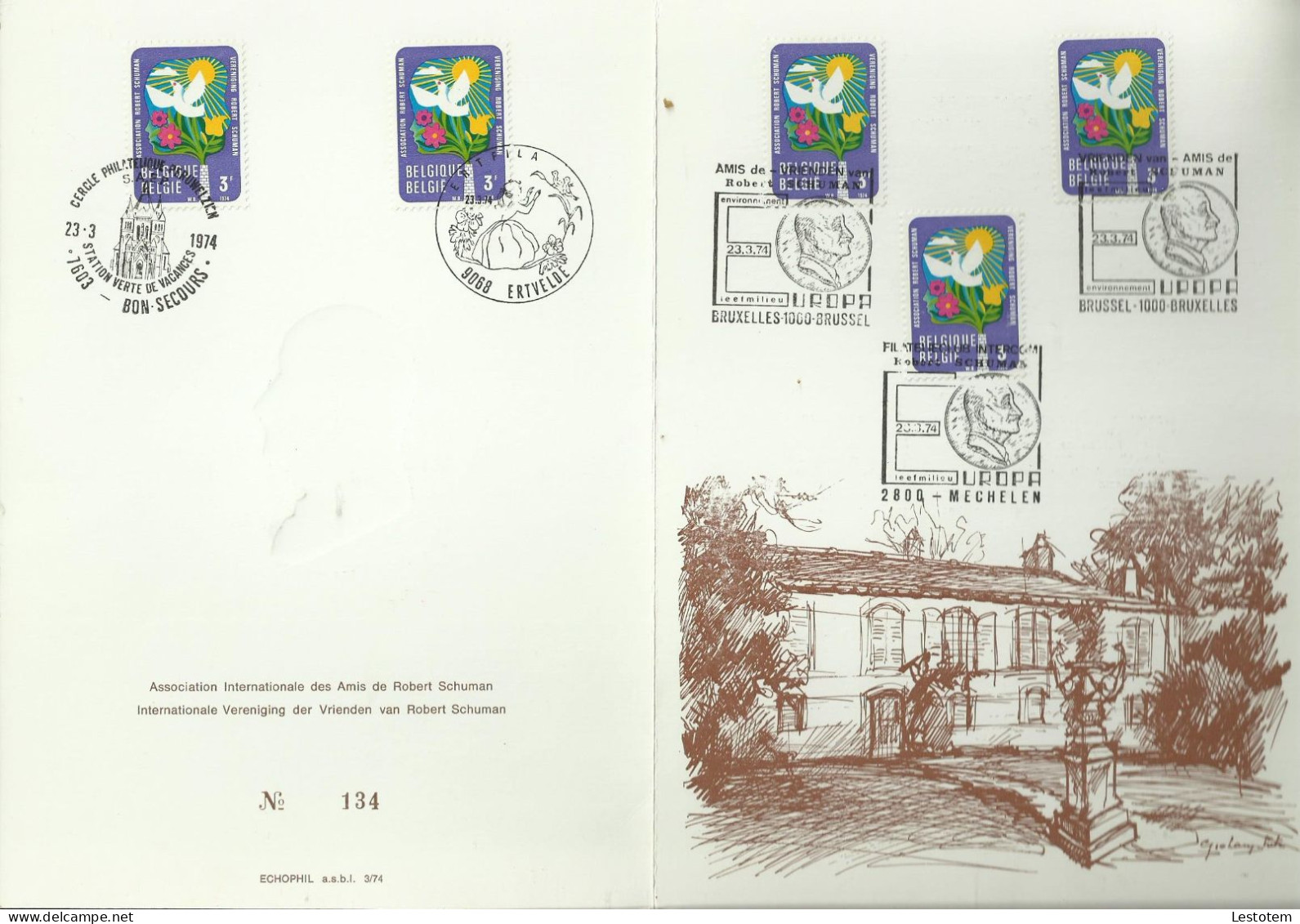 België  1974 Nr 1707 Elke Zegel Heeft Een Verschillend Dagstempel - Deluxe Sheetlets [LX]