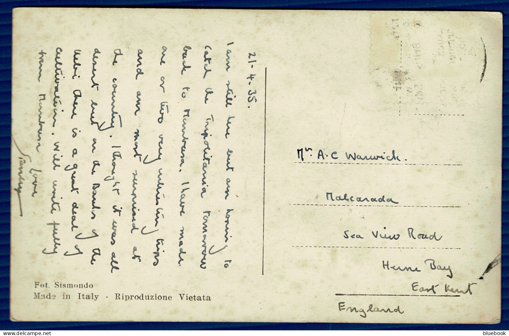 Ref 1607 -  Italy / Somalia Used Postcard - Mogadiscio - Goverment Palace (Stamp Missing) - Somalie