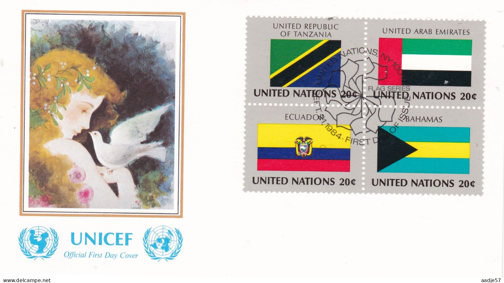 United Nations  1984  On Cover Flag Of The Nations Tanzania UAE Ecuador Bahamas - Sobres