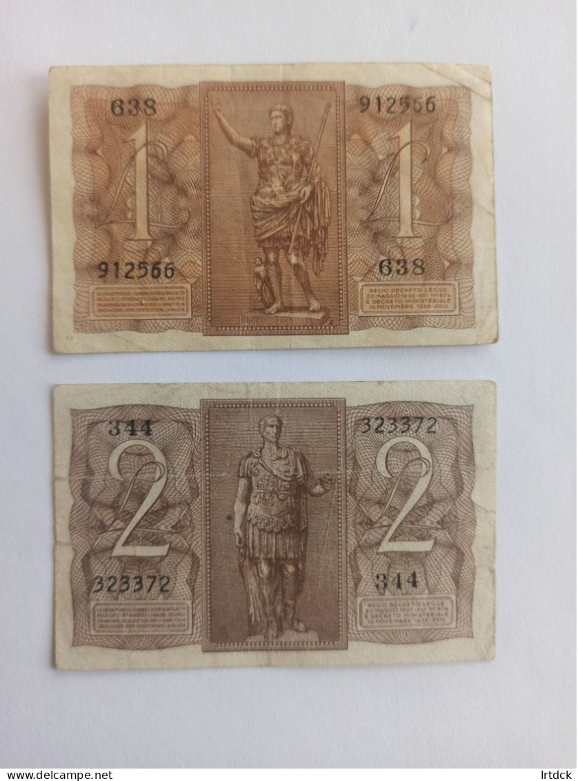 2 Billets Italie 1939 - Sammlungen