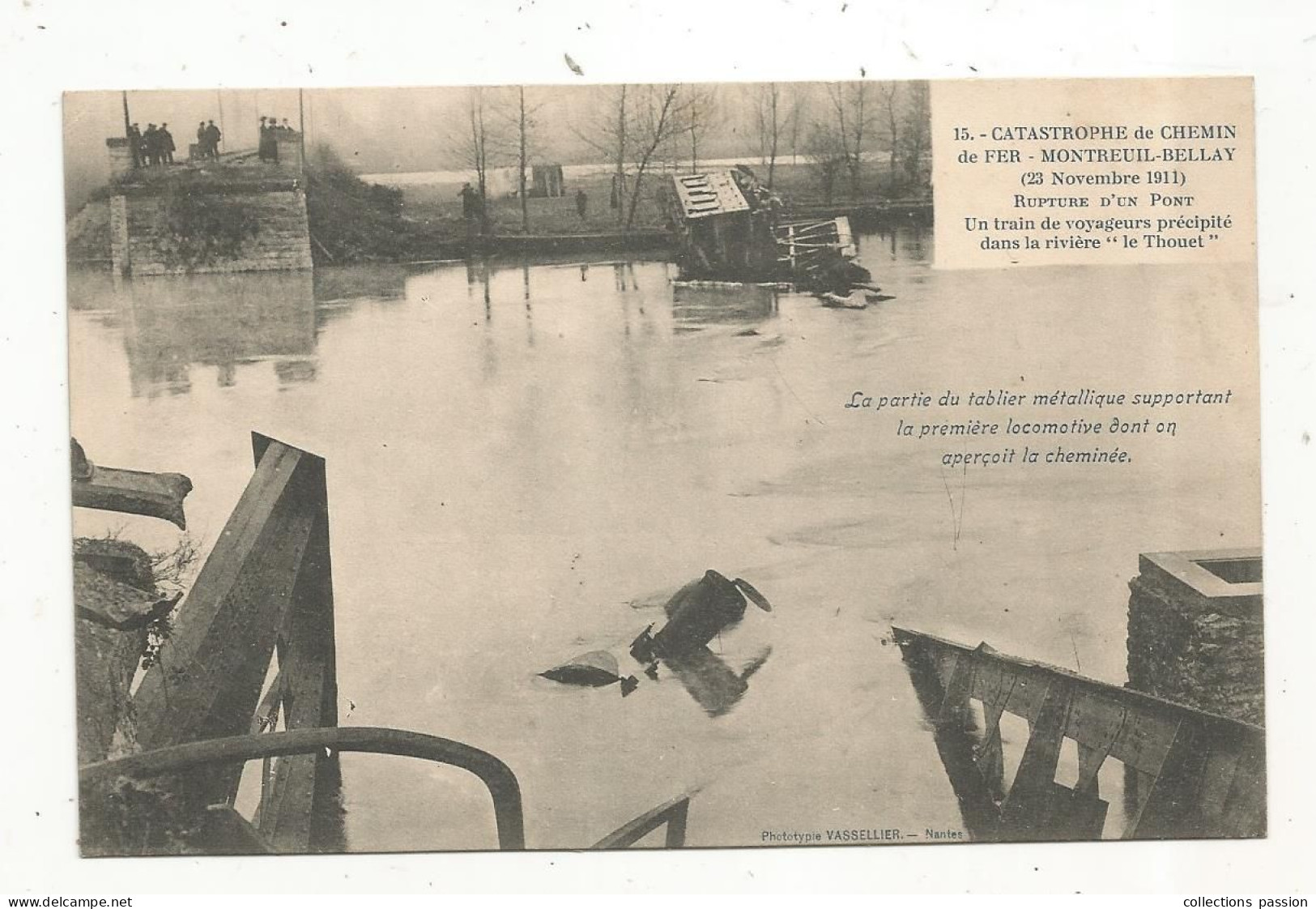 Cp, Catastrophe De Chemin De Fer , 49 , MONTREUIL BELLEY,  1911 , Rupture D'un Pont,  Vierge - Katastrophen