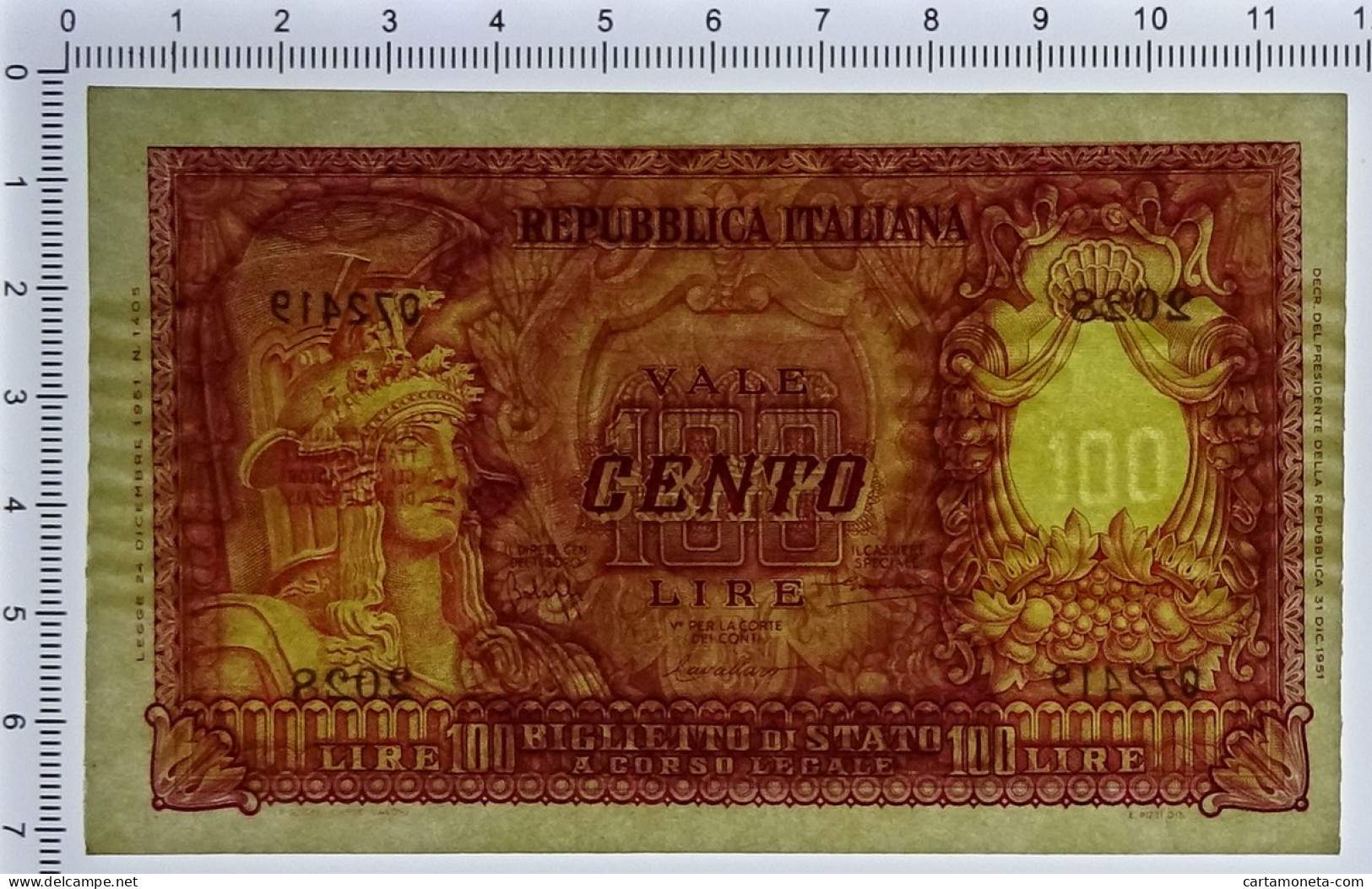 100 LIRE BIGLIETTO DI STATO ITALIA ELMATA BOLAFFI 31/12/1951 SUP+ - Other & Unclassified