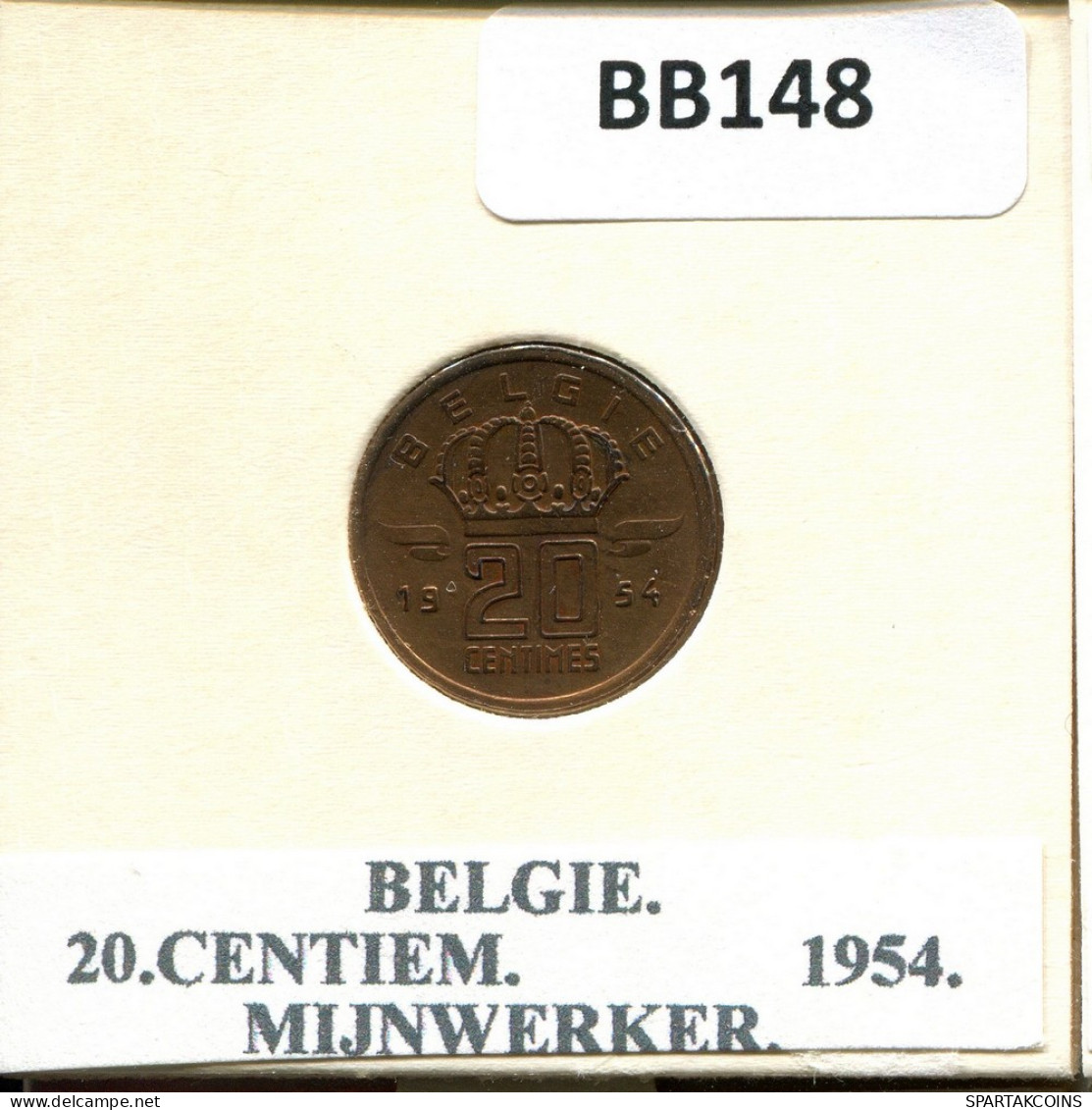 20 CENTIMES 1954 DUTCH Text BÉLGICA BELGIUM Moneda #BB148.E - 25 Cent