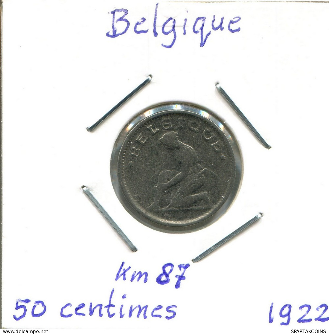 50 CENTIMES 1922 DUTCH Text BÉLGICA BELGIUM Moneda #BA345.E - 50 Cent