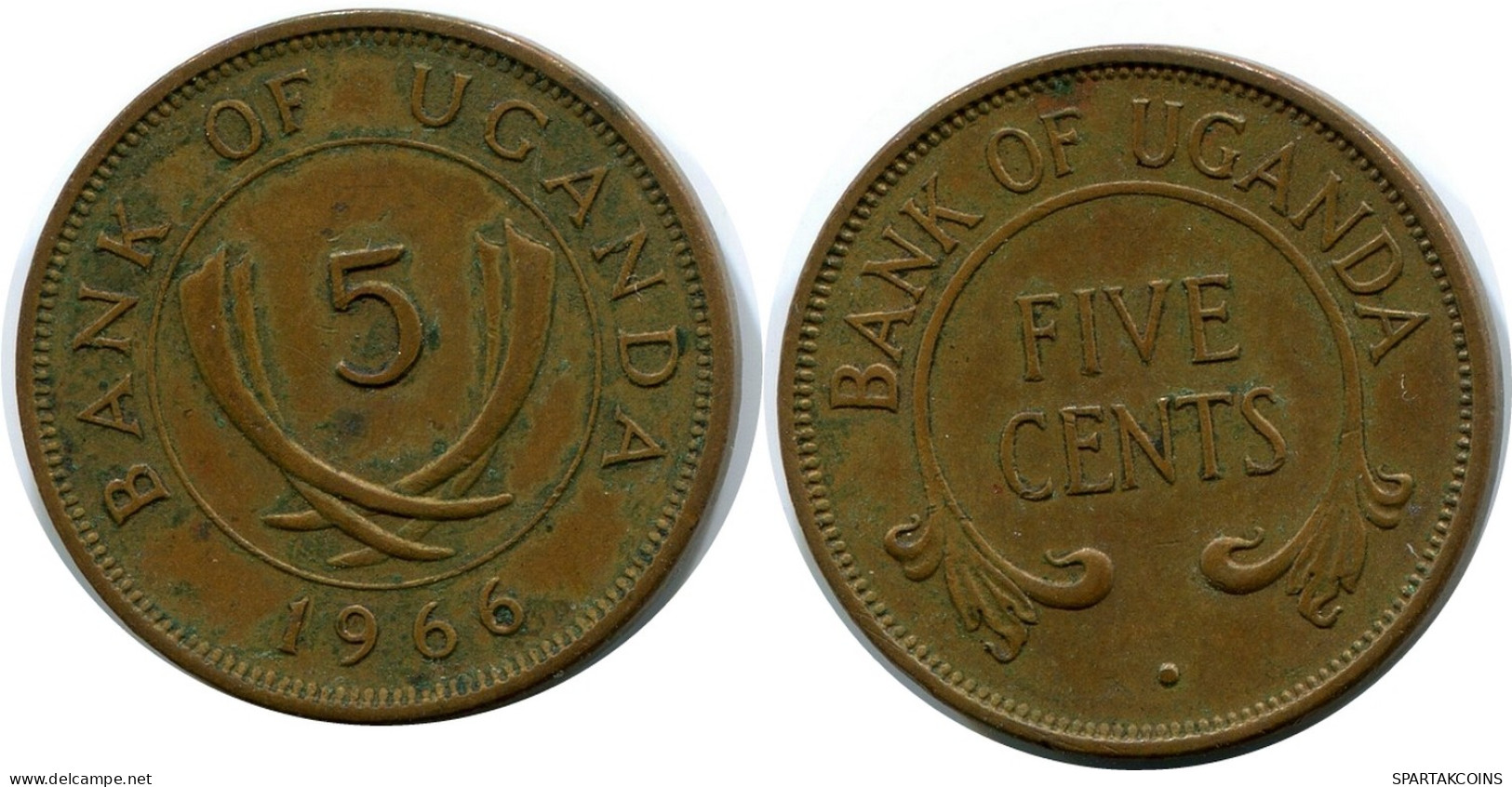 5 CENTS 1966 UGANDA Coin #AR255.U - Oeganda