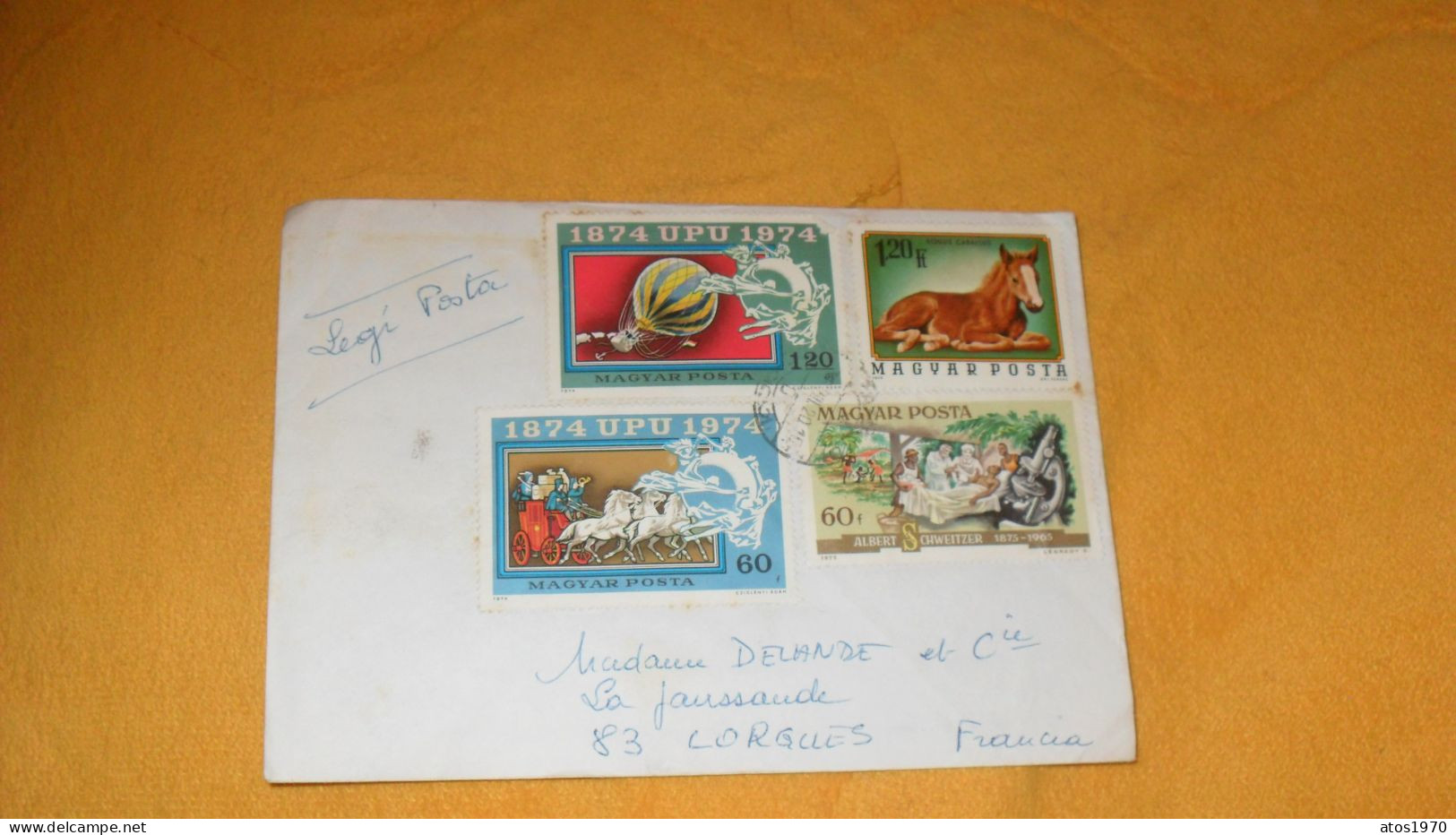 ENVELOPPE + LETTRE DE 1975./ DEPART HONGRIE MAGYAR POSTA POUR FRANCE + TIMBRES X4 - Postmark Collection