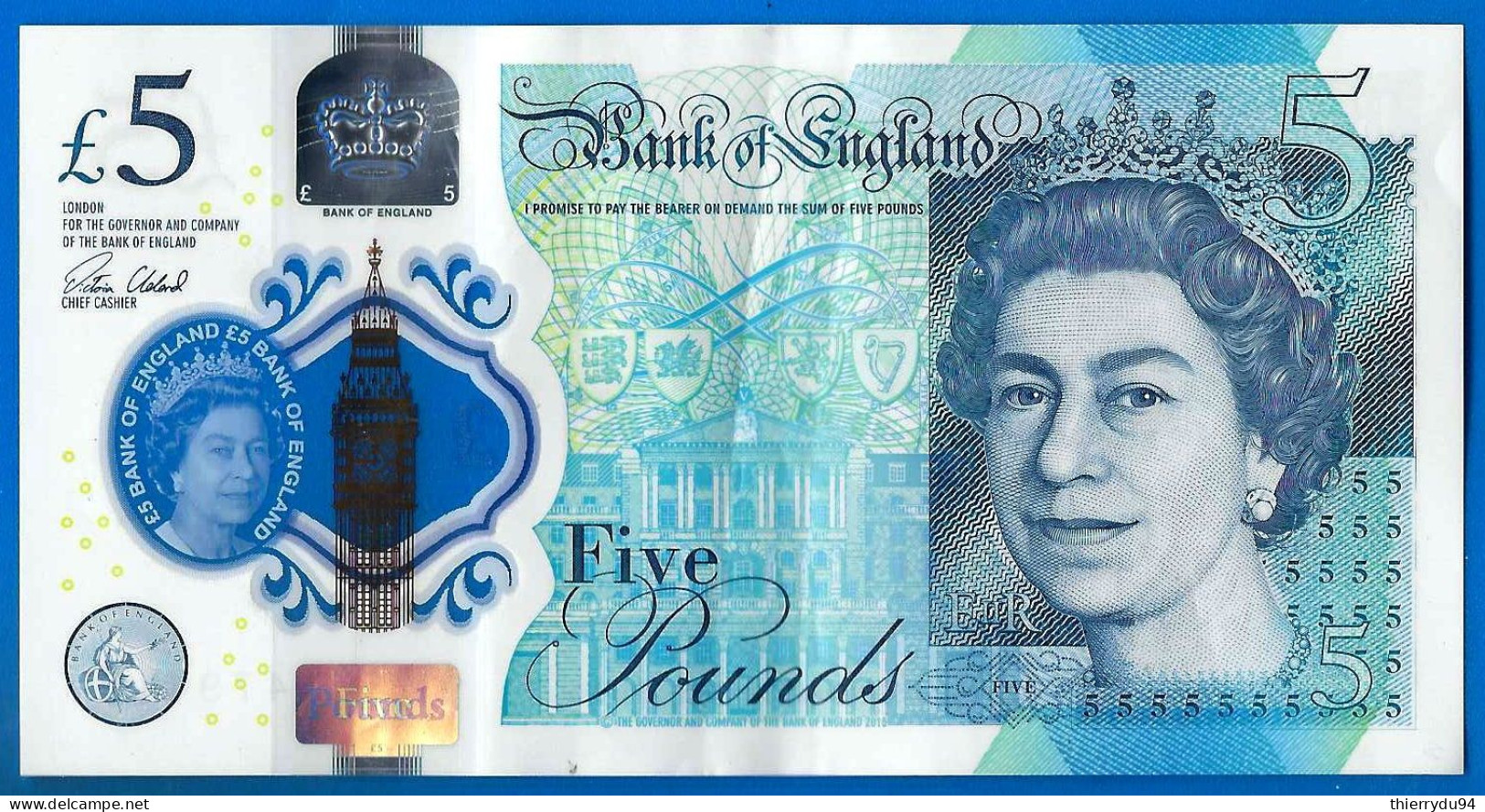 Royaume Uni 5 Pounds 2017 Serie AJ Sign Cleland Polymer Pound Grande Bretagne UK United Kingdom Que Prix + Port - 5 Pounds