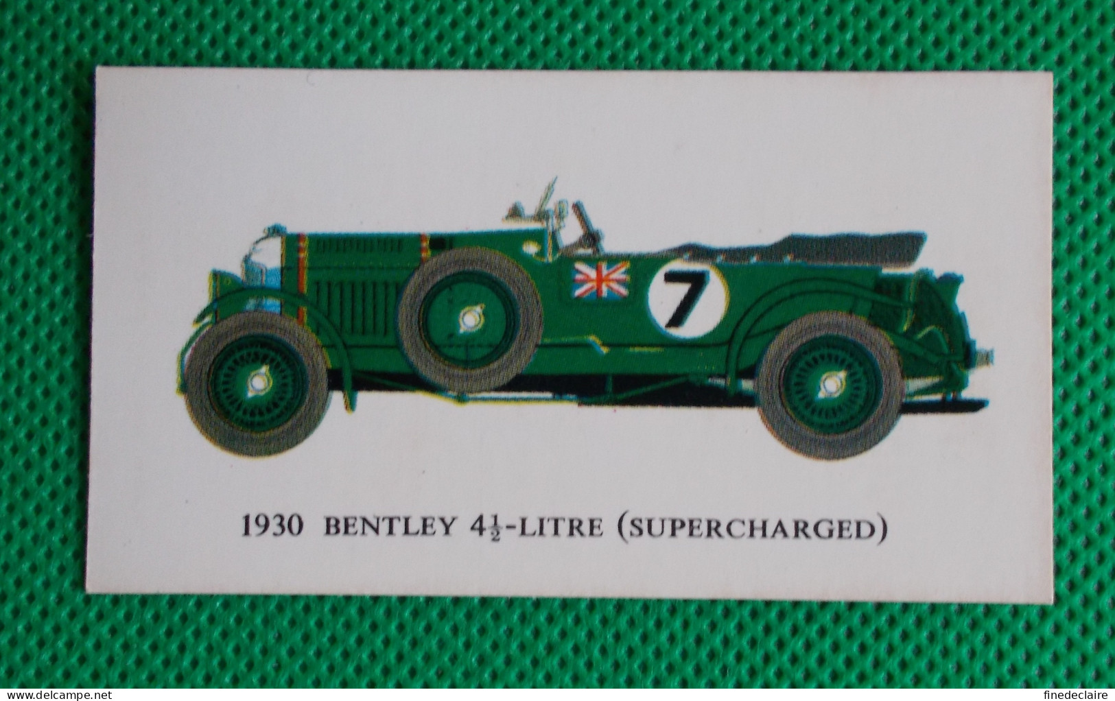 Trading Card - Mobil Vintage Cars - (6,8 X 3,8 Cm) - 1930 Bentley 4 1/2 Litre (supercharged) - N° 23 - Moteurs