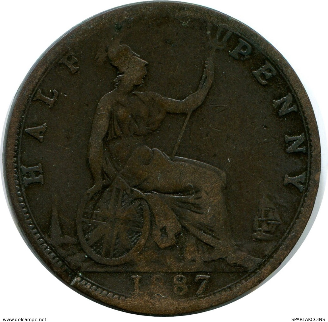 HALF PENNY 1887 UK GROßBRITANNIEN GREAT BRITAIN Münze #AZ616.D - C. 1/2 Penny