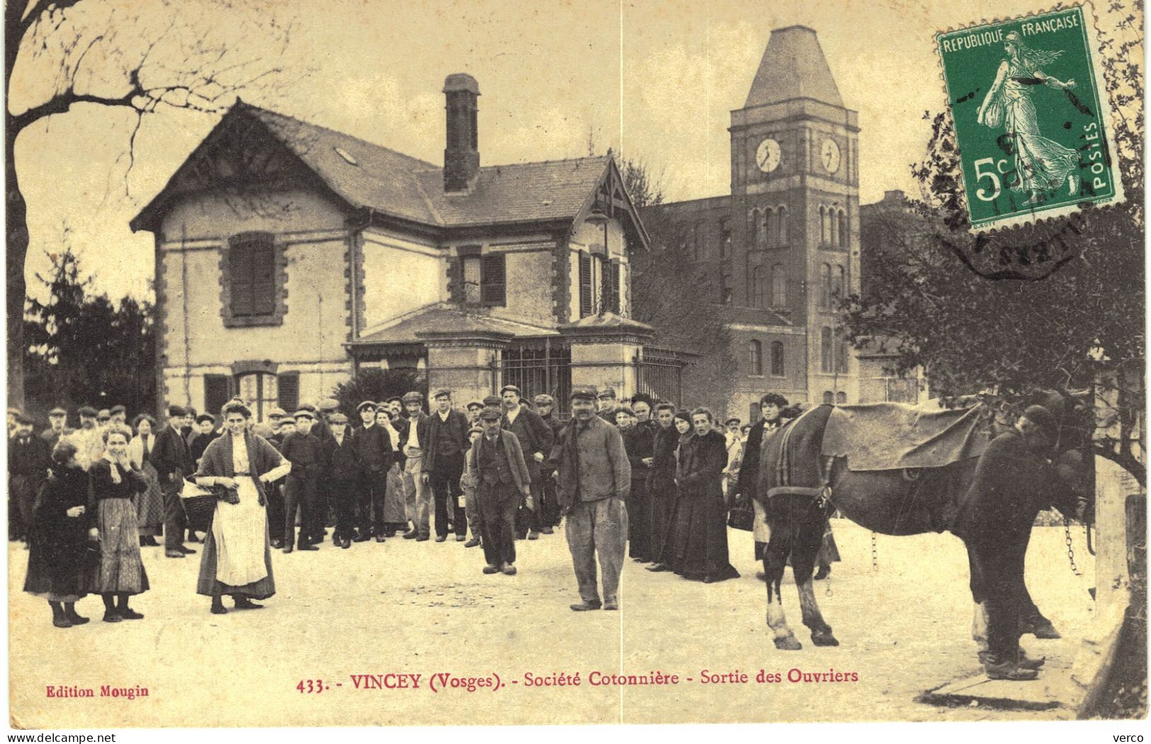 Carte POSTALE  Ancienne De VINCEY - Société Cotonnière, Sortie Des Ouvriers - Vincey