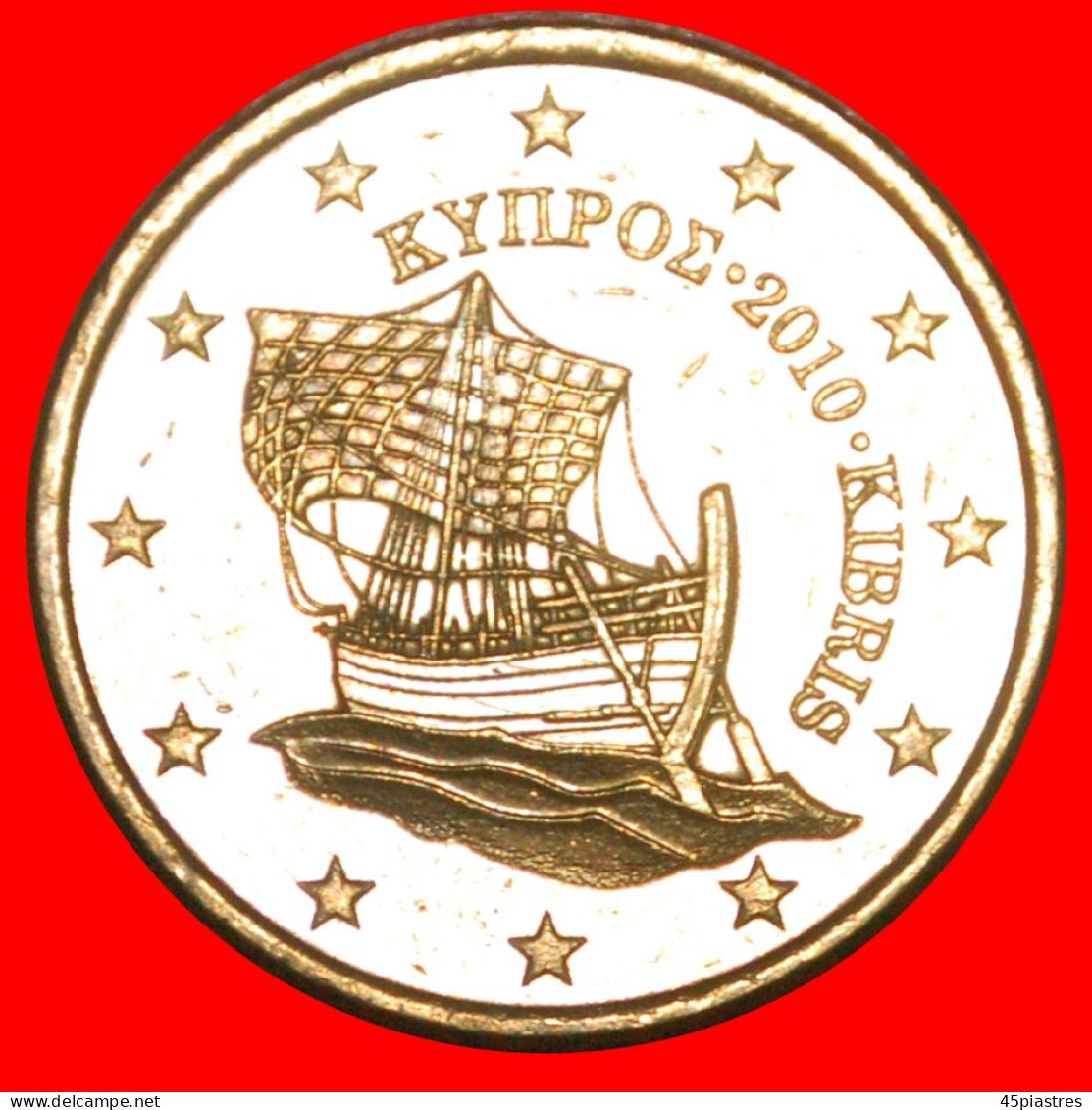 * GREECE (2008-2022): CYPRUS  50 EURO CENTS 2010 SHIP NORDIC GOLD MINT LUSTRE! UNCOMMON!  · LOW START! · NO RESERVE!!! - Zypern