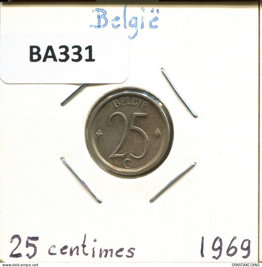 25 CENTIMES 1969 DUTCH Text BÉLGICA BELGIUM Moneda #BA331.E - 25 Centimes