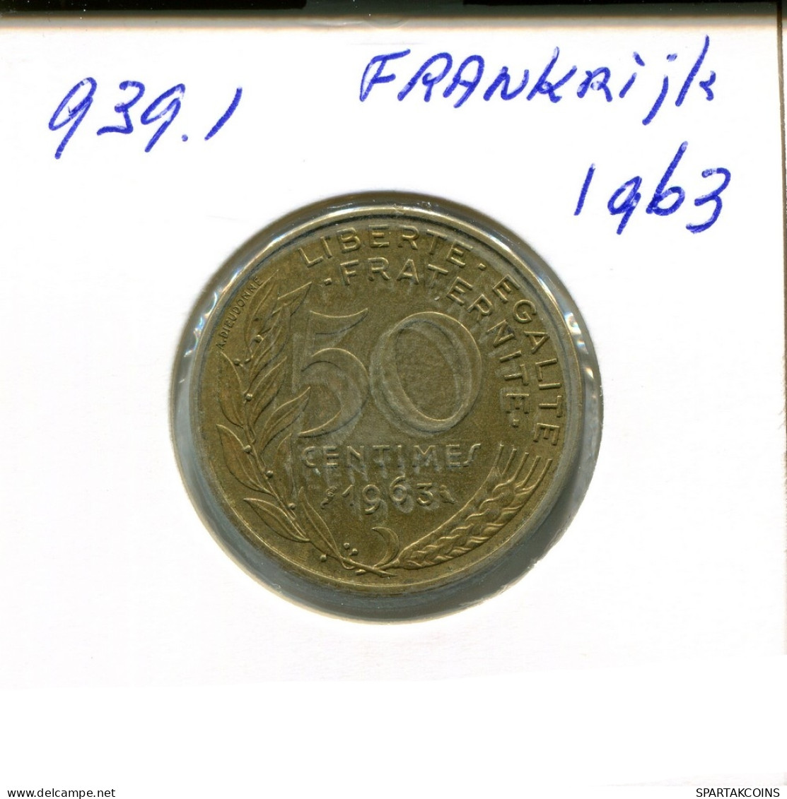 50 CENTIMES 1963 FRANCIA FRANCE Moneda #AN229.E - 50 Centimes