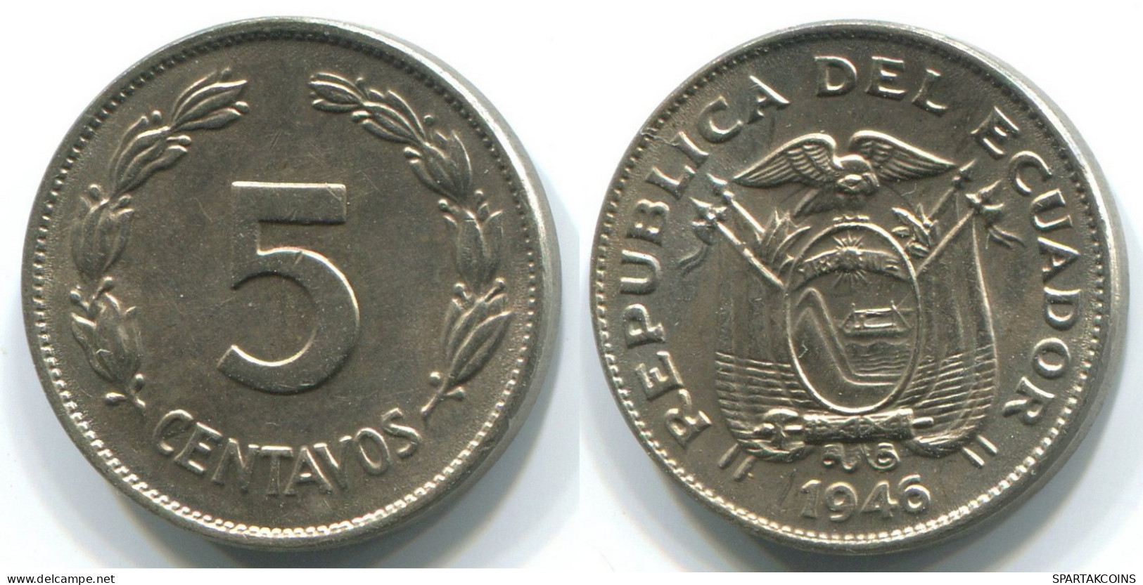 5 CENTAVOS 1946 ECUADOR Münze #WW1180.D - Ecuador
