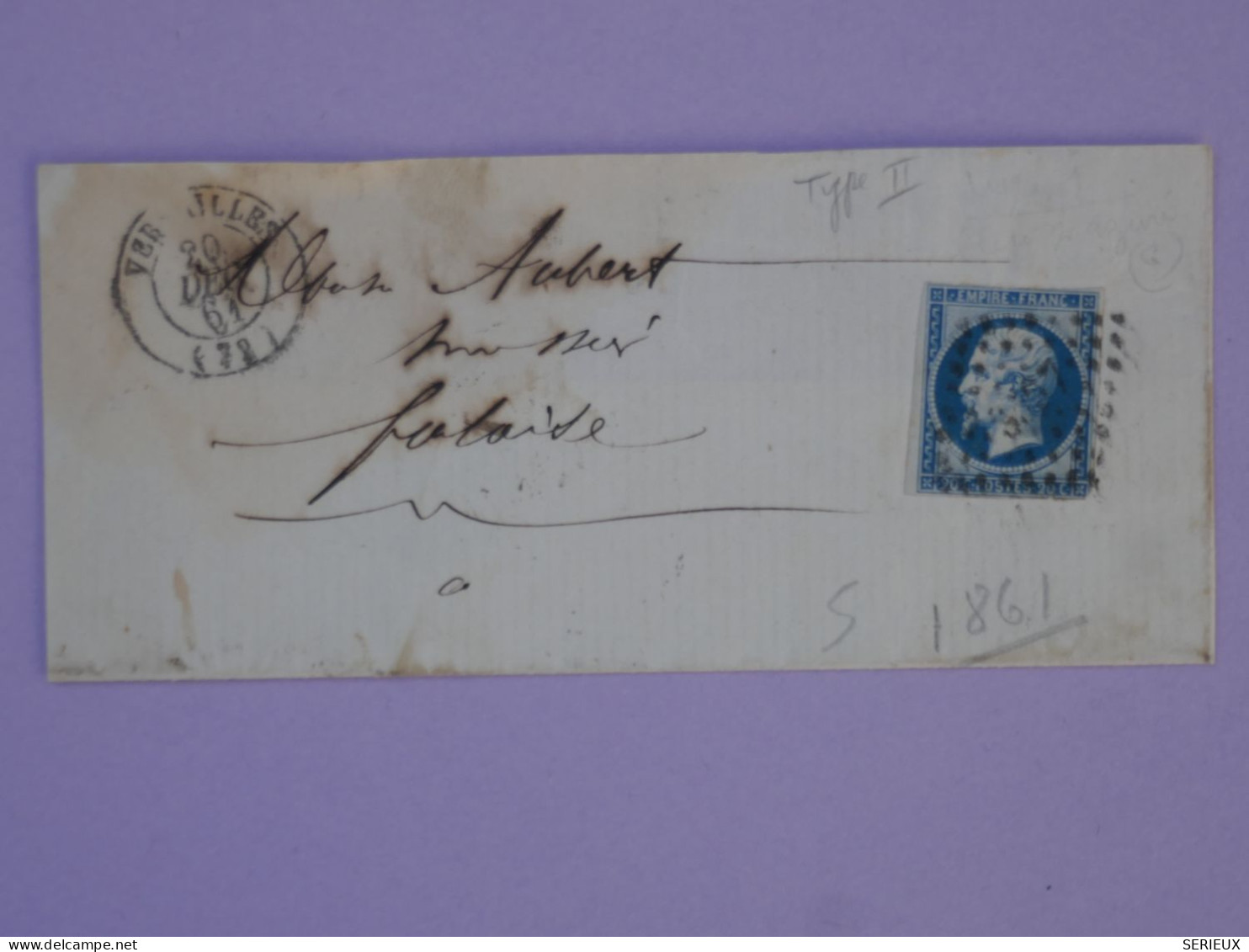 BR5 FRANCE  BELLE  LETTRE  1861 VERSAILLES  A  FALAIZE+N°14 + AFF. INTERESSANT+ - 1853-1860 Napoléon III.