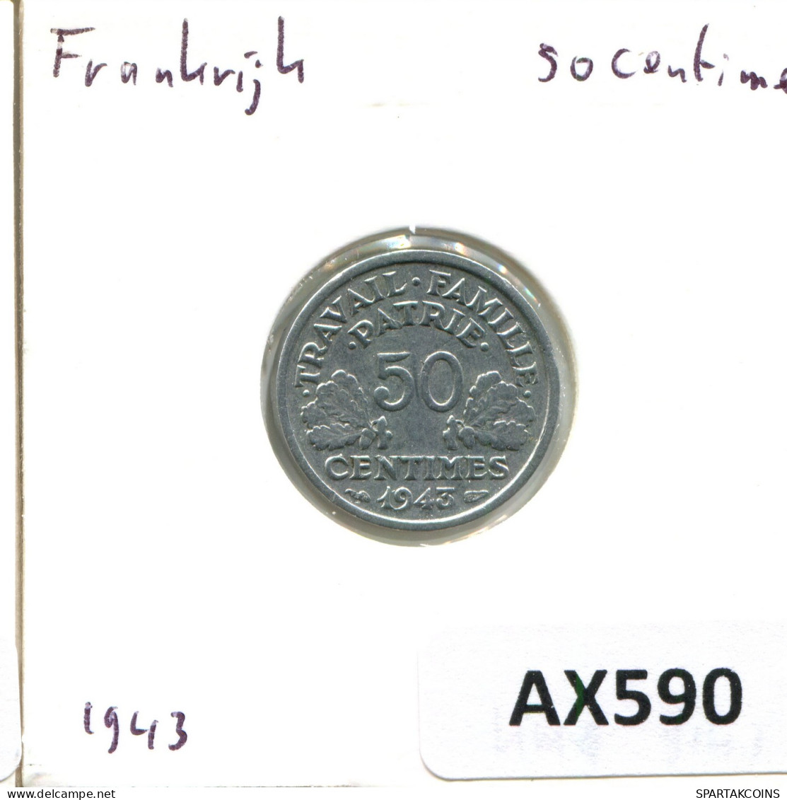 50 CENTIMES 1943 FRANKREICH FRANCE Französisch Münze #AX590.D - 50 Centimes