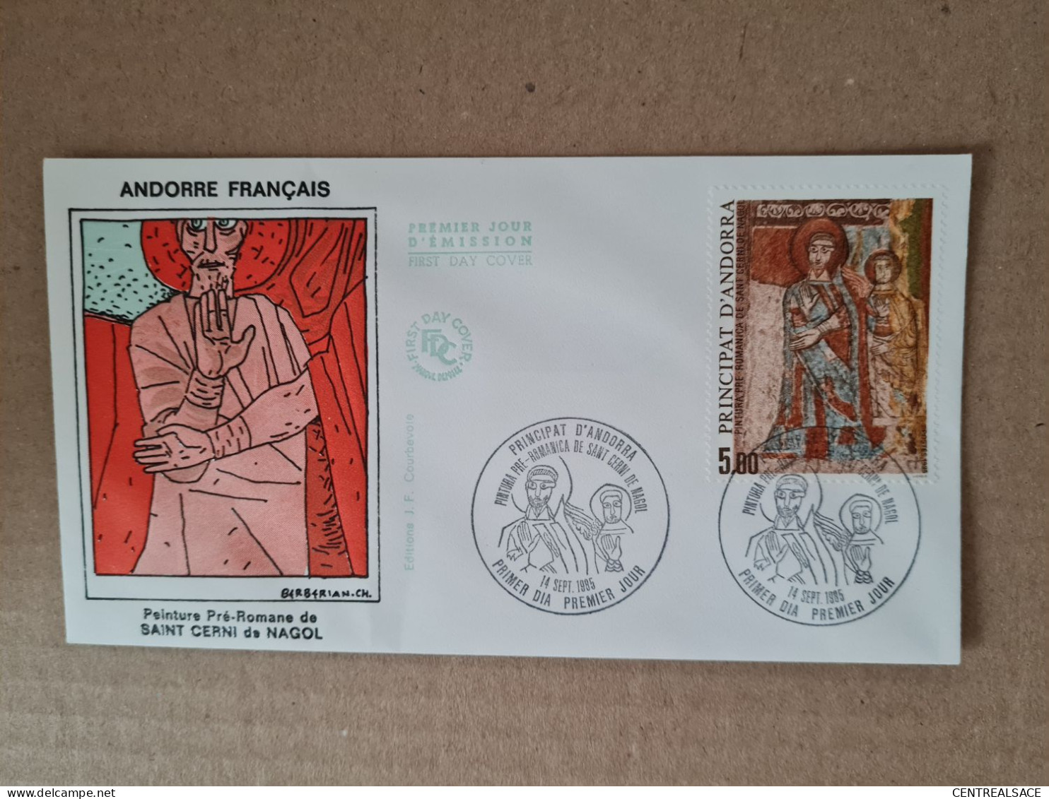 Lettre ANDORRE FDC 1985 PEINTURE PRE ROMANE DE SAINT CERNI DE NAGOL - Lettres & Documents