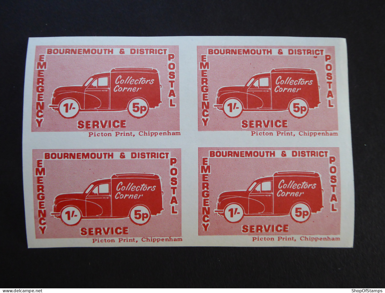 LABEL  GREAT BRITAIN  EMERGENCY POSTAL SERVICE, BOURNEMOUTH & DISTRICT BL4 IMPERF, MINT - Cinderella