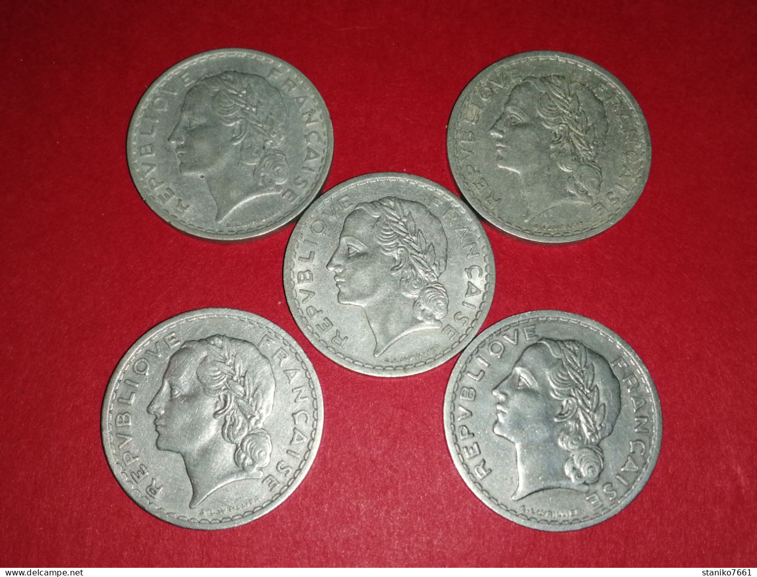 5 Monnaies Françaises 5 Francs LAVRILLIER 1949 1949 B ALUMINIUM Voir Photos - 5 Francs