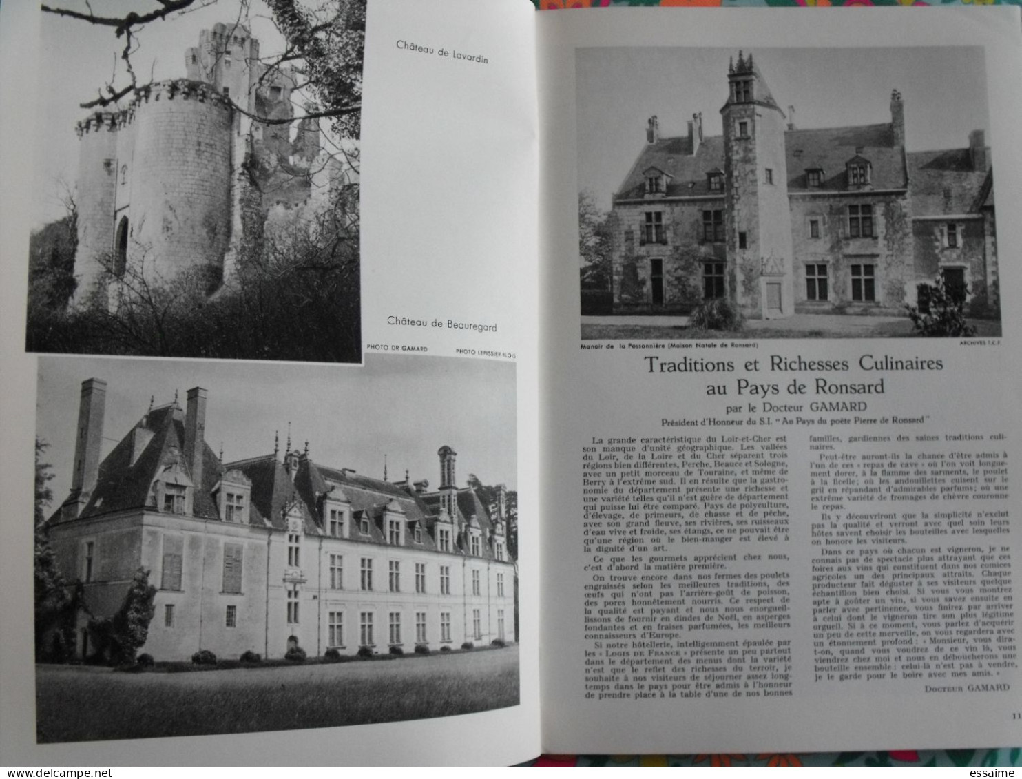 La France à table n° 93. 1961. Loir et Cher. blois chaumont pontlevoy monthou chambord talcy vendome troo. gastronomie