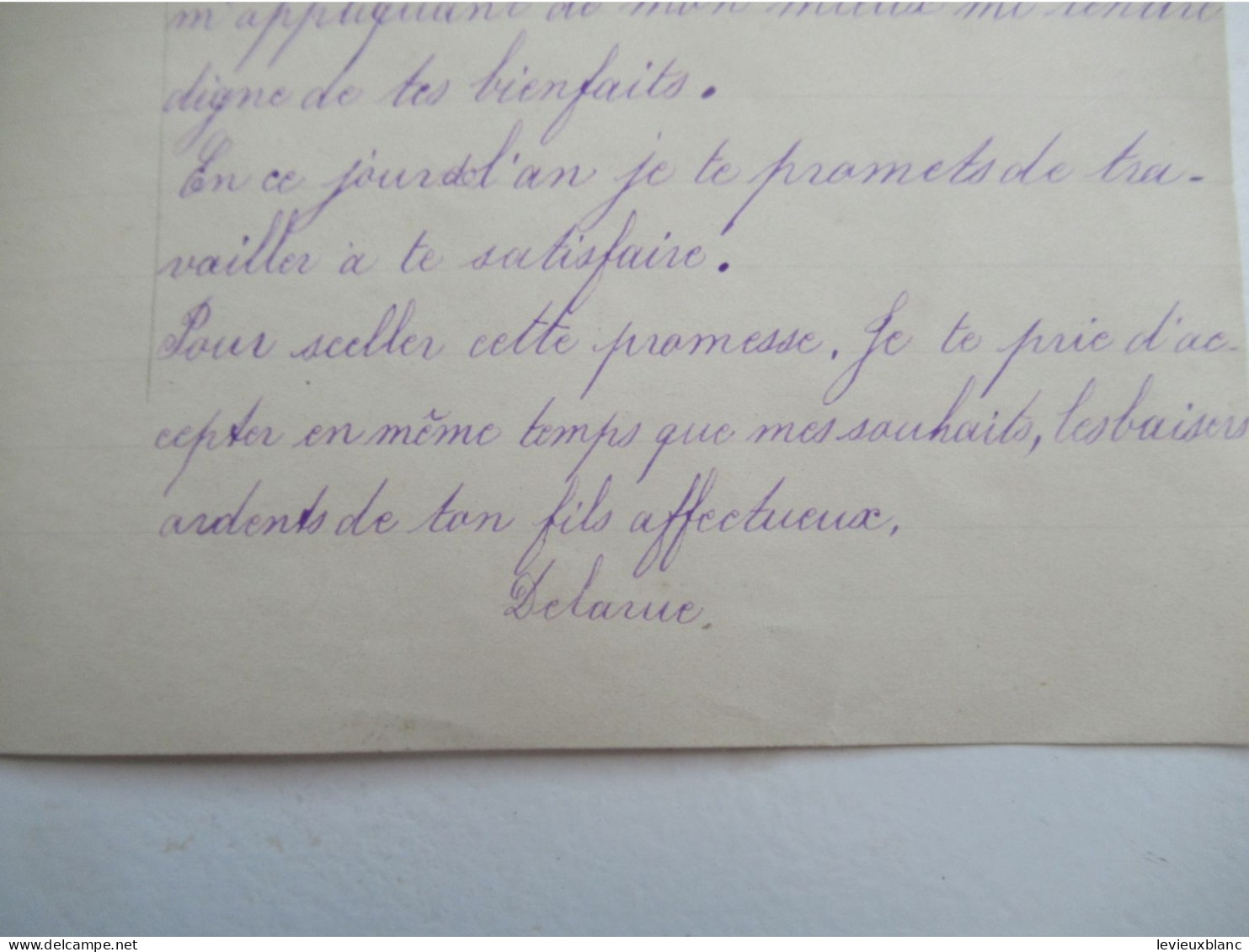 Lettre De Nouvel An Avec Chromo/"Chère Mére  "/Ton Fils Delarue/1909                  CVE200 - New Year