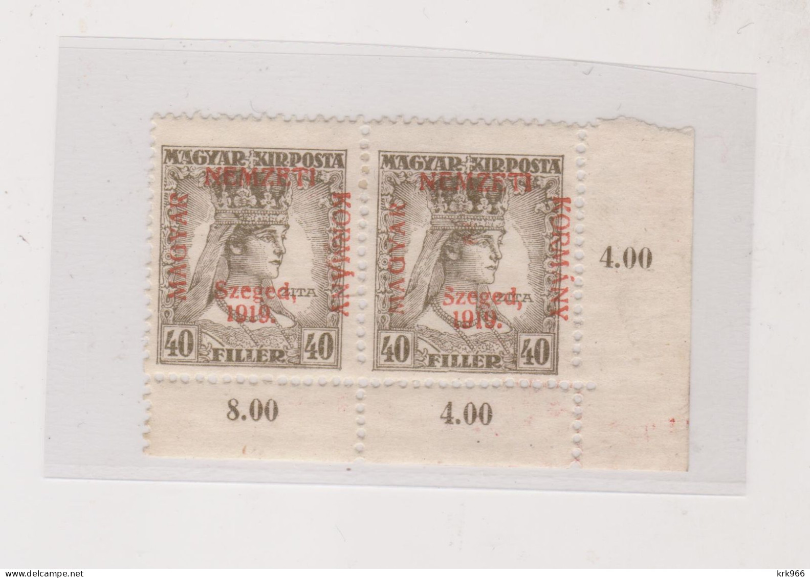 HUNGARY 1919 SZEGED SZEGEDIN Locals Mi 25 Pair  Hinged - Local Post Stamps