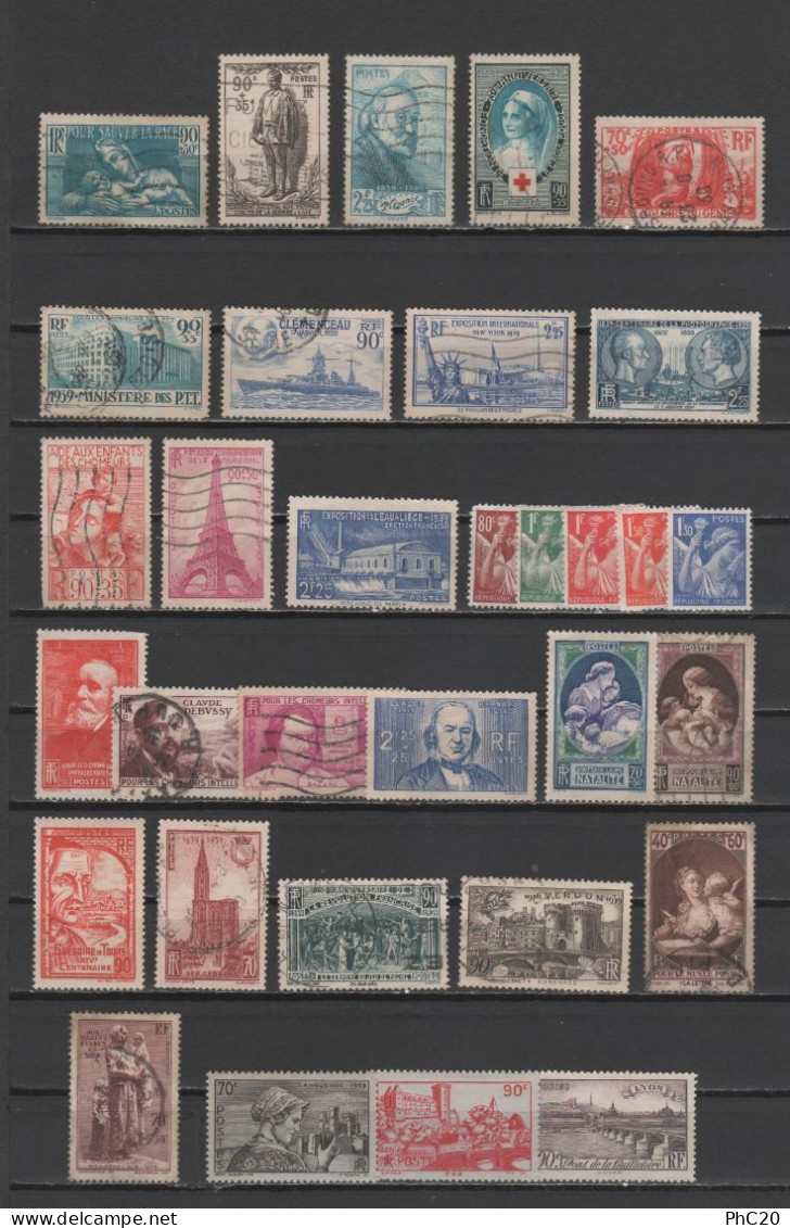 FRANCE - ANNÉE COMPLÈTE Oblitérés 1939 - 32 Timbres - Yvert 419-450 - ....-1939