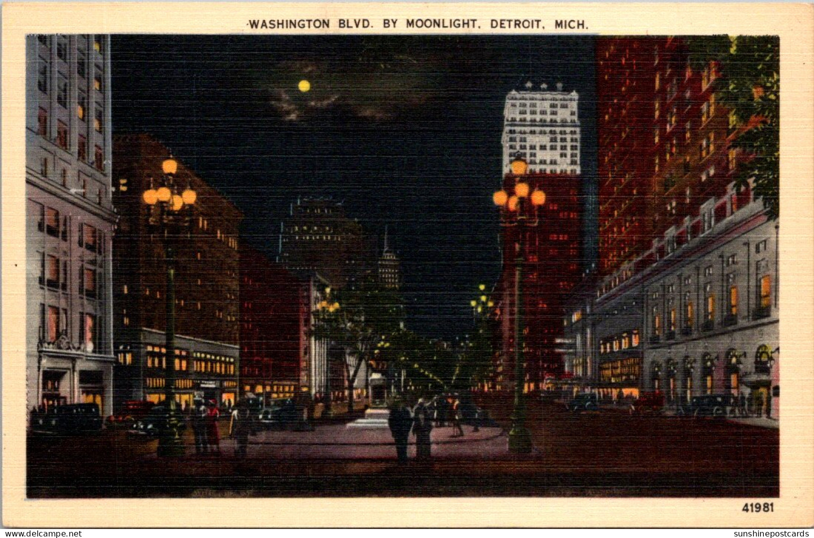 Michigan Detroit Washington Boulevard By Moonlight - Detroit