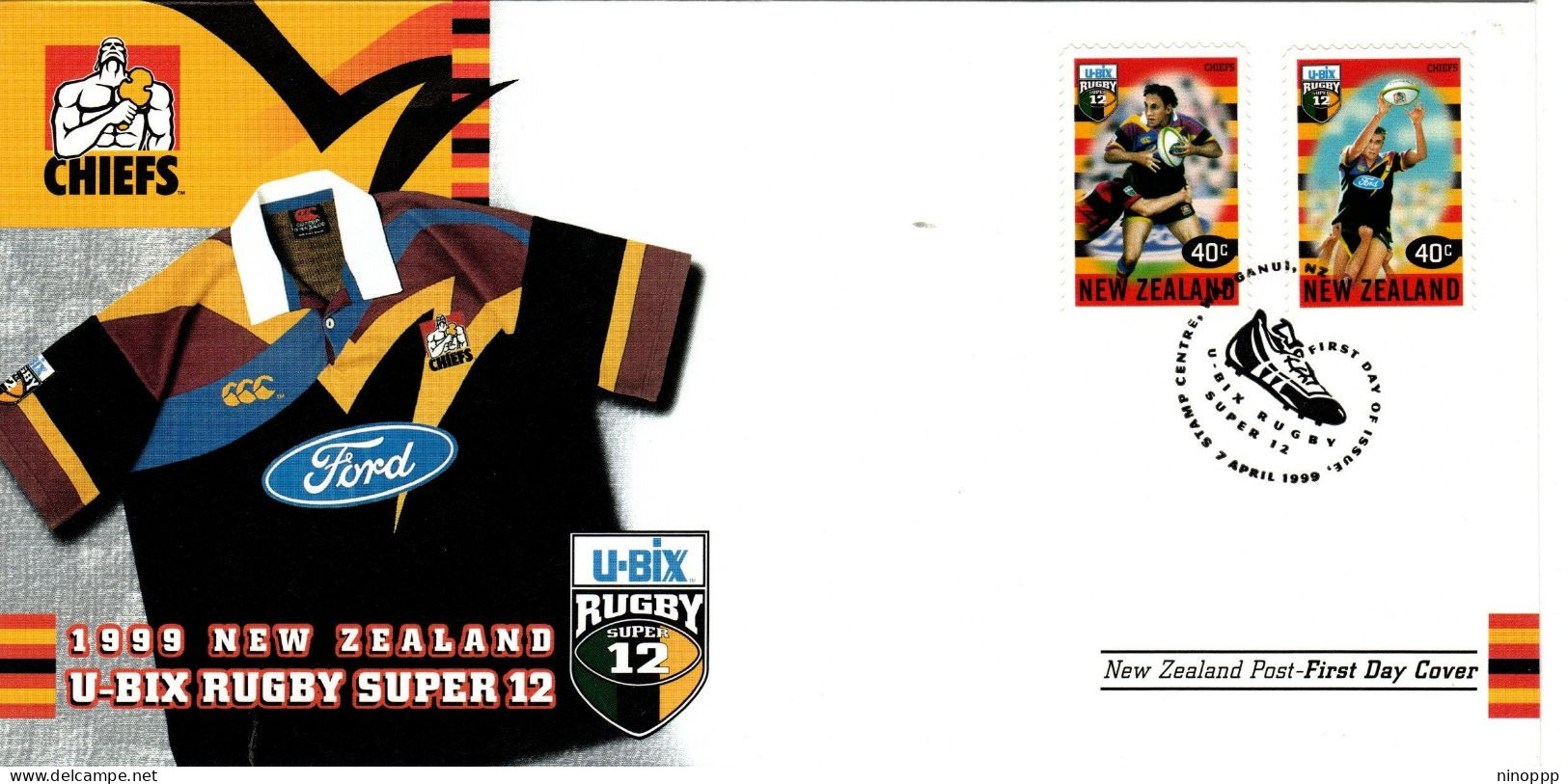 New Zealand 1999 U-Bix Rugby Super 12, Chiefs,  First Day Cover - FDC