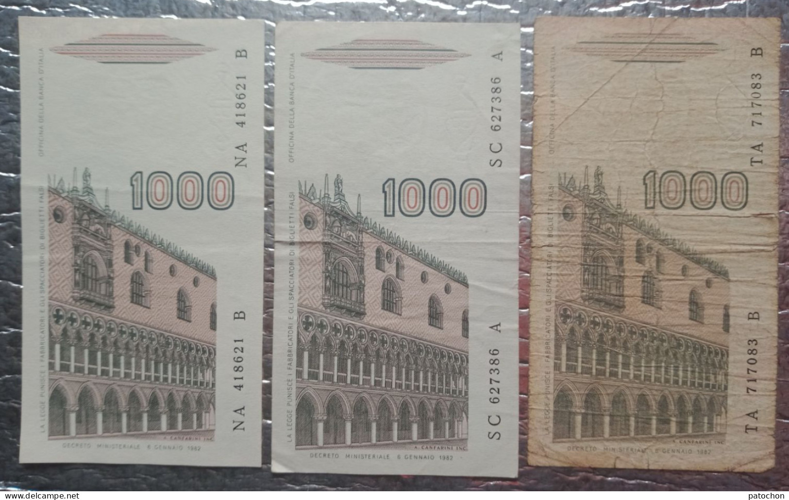 3 Banknote Billet ITALIA 1000 Lire Marco Polo 1982 TB / TTB / SPL - 1000 Lire