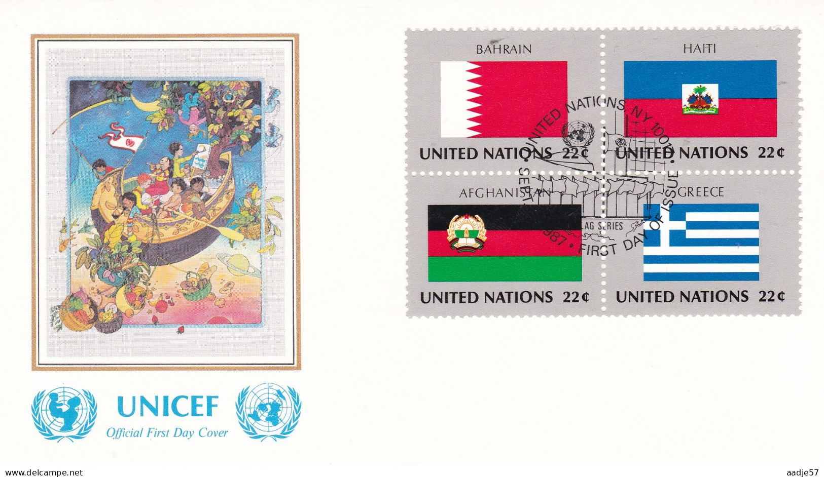 United Nations  1987  Bahrain; Haiti; Afghanistan; Greece On Cover Flag Of The Nations - Sobres