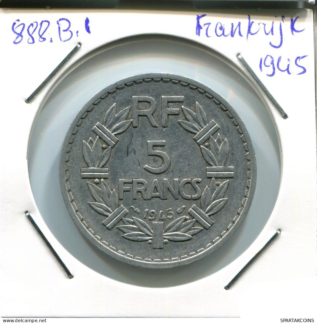 5 FRANCS 1945 FRANCIA FRANCE Moneda #AN382.E - 5 Francs