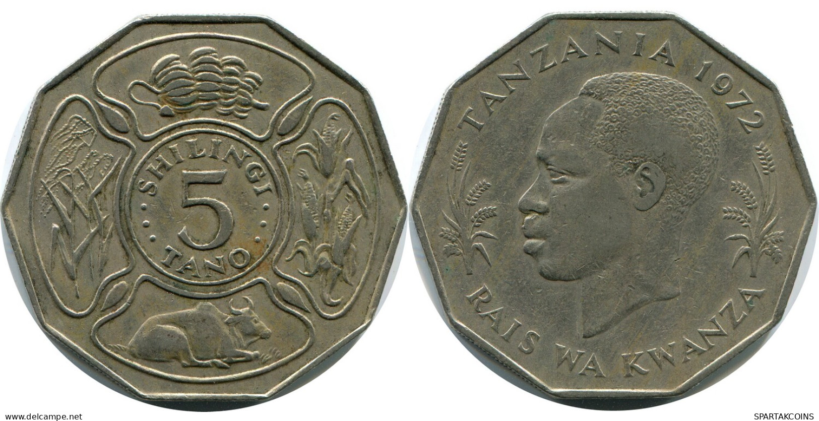 5 SHILINGI 1972 TANZANIA Coin #AZ085.U - Tanzania