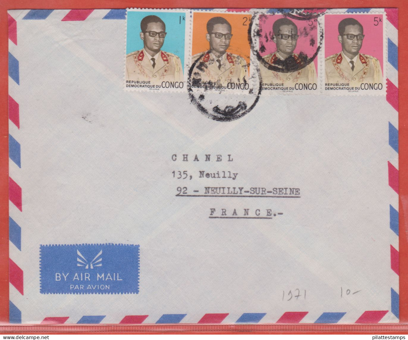 CONGO LETTRE PAR AVION DE 1971 DE KINSHASA POUR NEUILLY FRANCE - Lettres & Documents